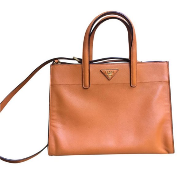 Prada Handbags - 💯 Auth Prada Saffiano Solf Papaya Calfskin Tote